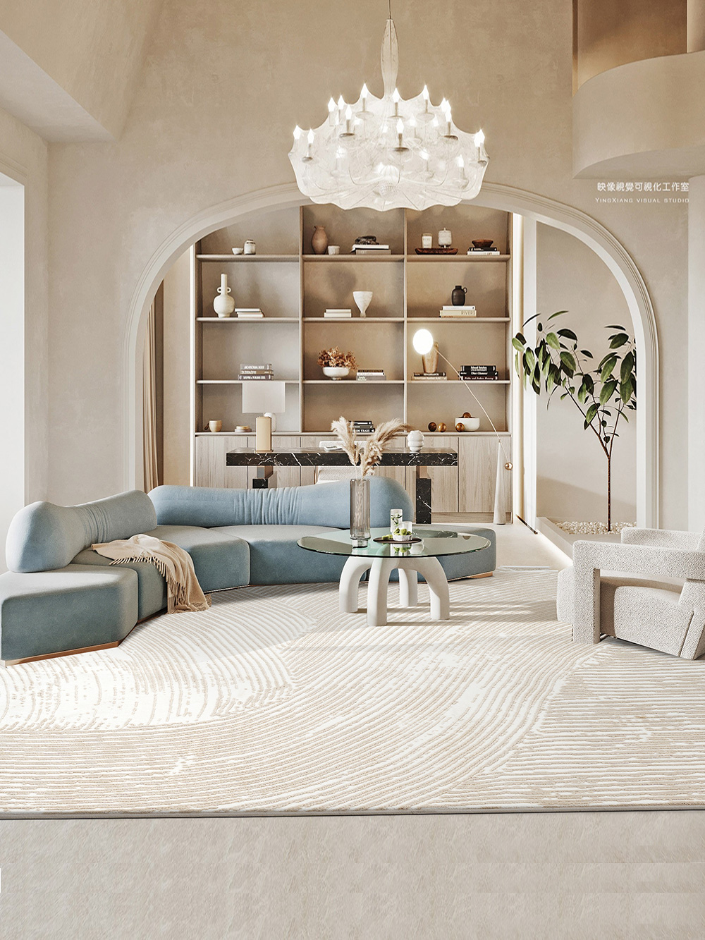 Carpet living room coffee table blanket 2024 new style light luxury modern simple floor mat High-end bedroom cream style warm color blend details Picture