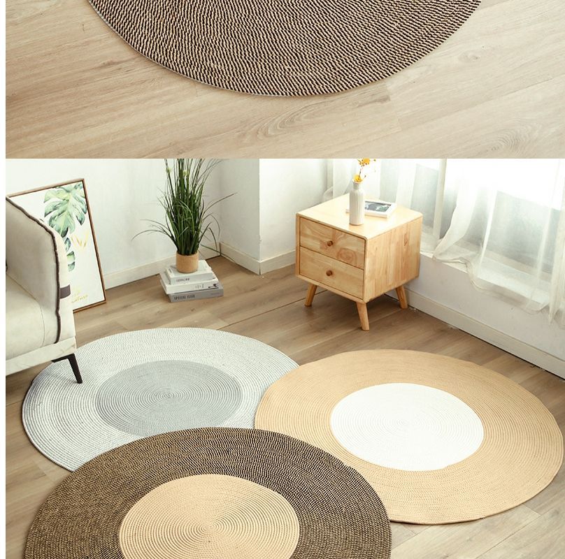 北欧黄麻编制流苏地垫阳台棉麻抓周地毯民宿地铺茶几圆形卧室日式详情7