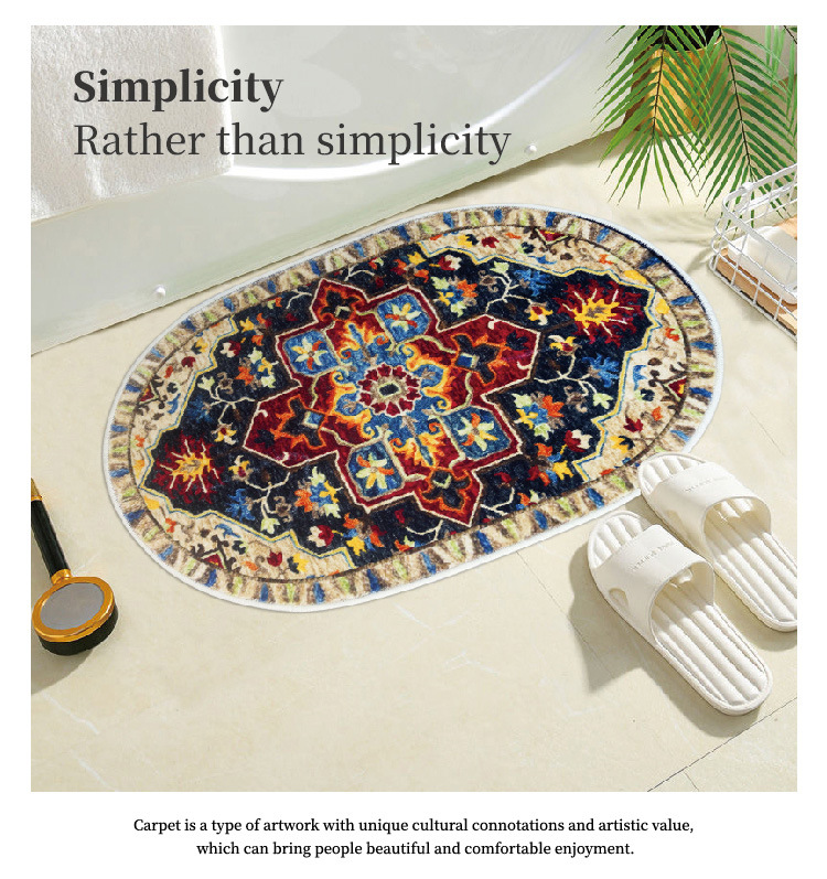 High-end light luxury faux cashmere bathroom floor mat, water-absorbing and anti-slip carpet, room door, living room and study door floor mat, anti-slip mat pic 1