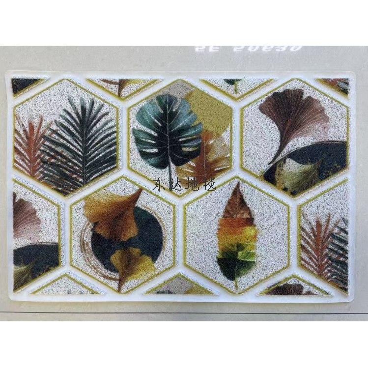 3D stereoscopic silk ring dust removal entrance hall floor mat, plant geometric brushed floor mat, bathroom PVC grid foot mat
