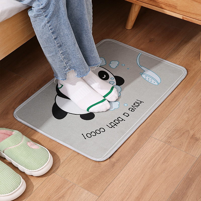 Flannel floor mat, anti-slip carpet for the door, rectangular cartoon animal floor mat for the kitchen and bathroom