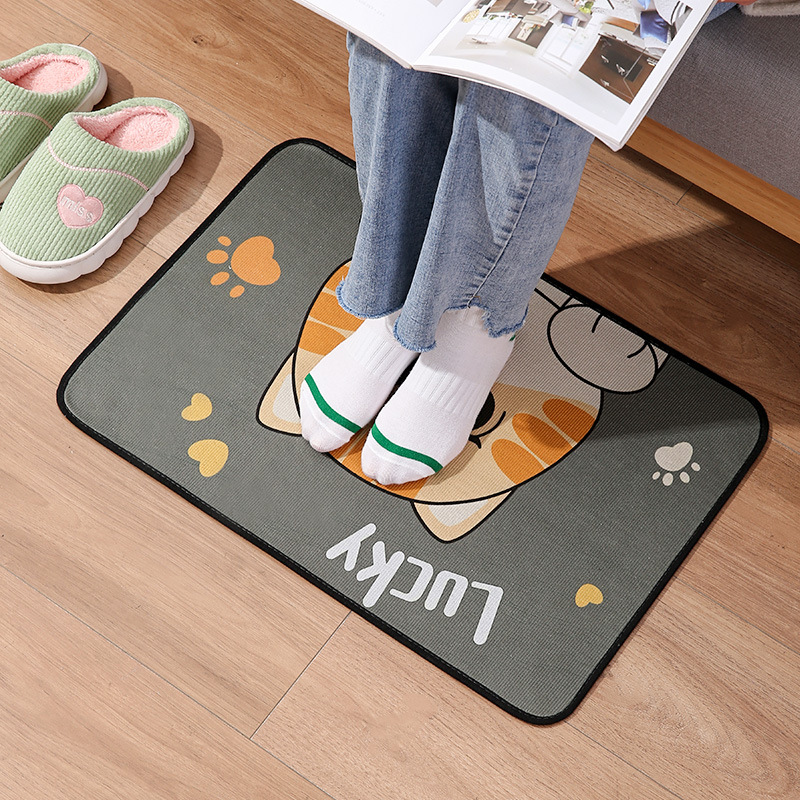Flannel floor mat, anti-slip carpet for the door, rectangular cartoon animal floor mat for the kitchen and bathroom Specification image
