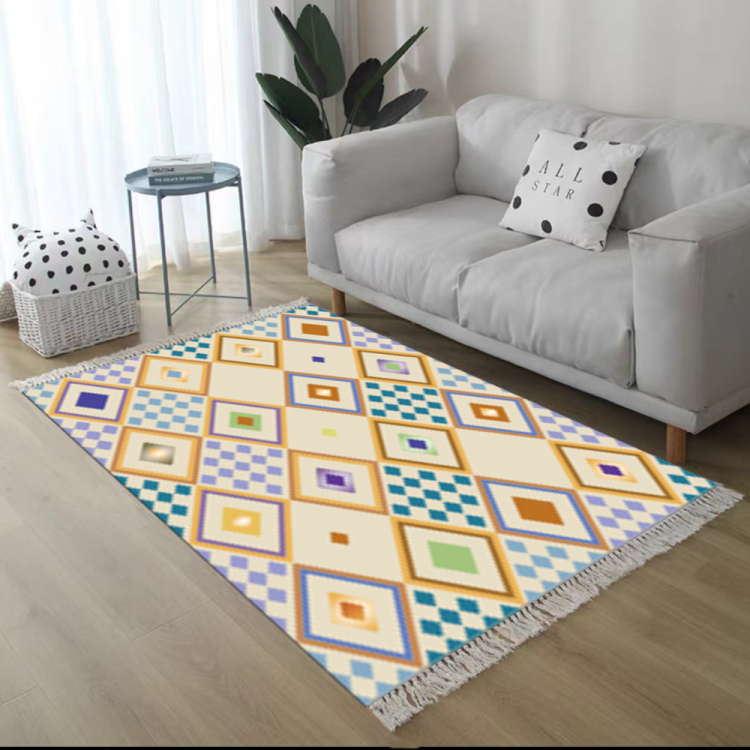 High-end light luxury fringed woven carpet for living room sofa floor mat absorbent carpet Specification image