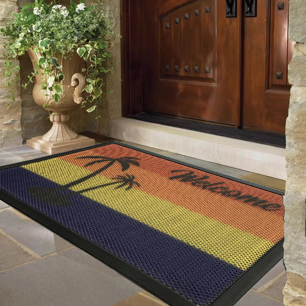 Natural rubber mesh elastic king fabric floor mat sandwich printed floor mat door mat household name dust removal mat Item Picture