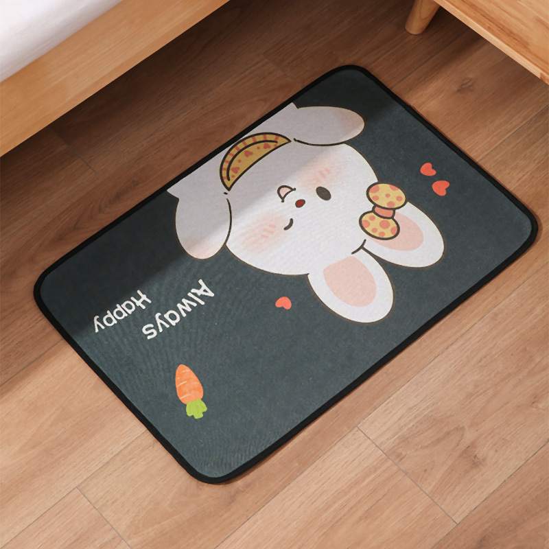 Flannel floor mat, anti-slip carpet for the door, rectangular cartoon animal floor mat for the kitchen and bathroom Item Picture