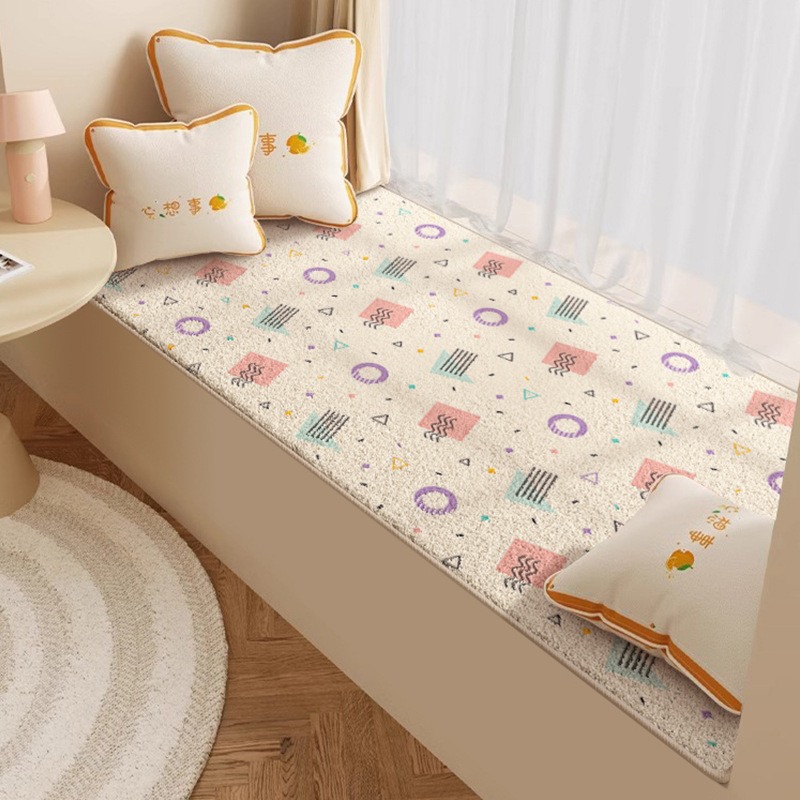 Cartoon animal bay window mat, all-season applicable window sill and balcony mat, can be cut to any size, imitation cashmere anti-slip thickened mat details Picture