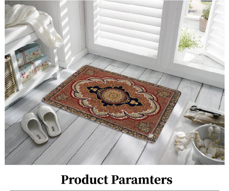 High-end light luxury European-style crystal velvet printed carpet, living room, bedroom, study, makeup table, floor mat, water-absorbing and anti-slip carpet pic 5