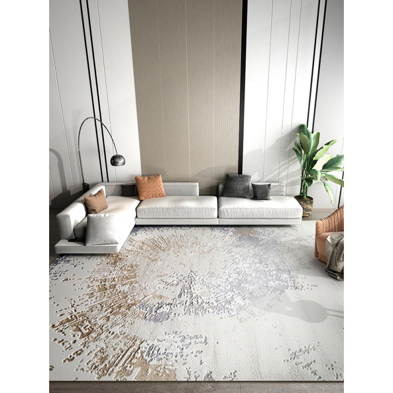 2025 New grey light luxury American-style living room coffee table carpet, European-style simple bedroom bed carpet, post-modern villa