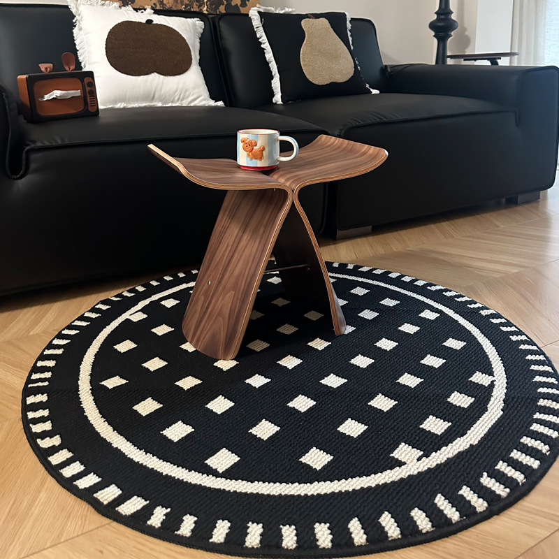 Thickened round carpet, home coffee table mat, bedroom bedside anti-slip foot mat, study swivel chair, hanging basket, computer chair floor mat details Picture
