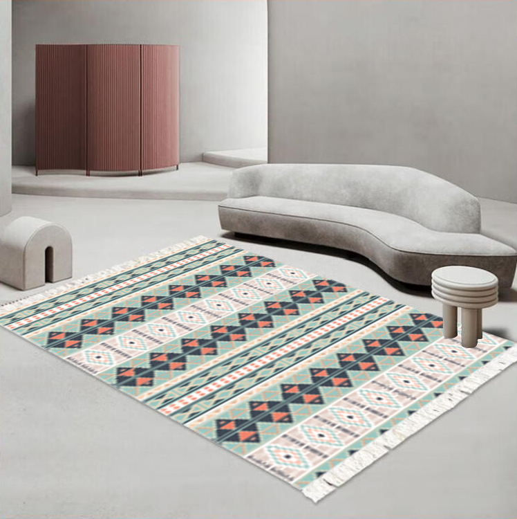 High-end light luxury fringed dove velvet carpet, water-absorbing, anti-slip, machine-washable floor mat, sofa, coffee table carpet details Picture
