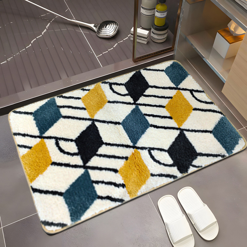 High-end light luxury cartoon-patterned faux cashmere carpet, water-absorbing and anti-slip floor mat, bathroom, study, bedroom floor mat, anti-slip mat