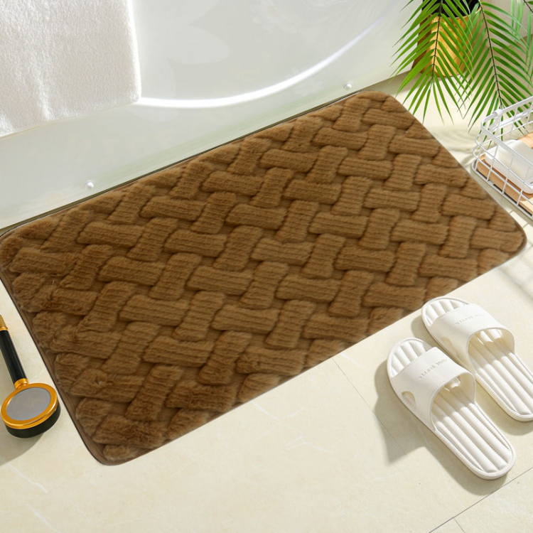 High-grade solid color rabbit fur jacquard carpet, TPR anti-slip and absorbent floor mat, bathroom and living room door carpet