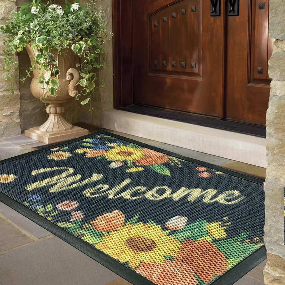 Natural rubber mesh elastic king fabric floor mat sandwich printed floor mat door mat household name dust removal mat