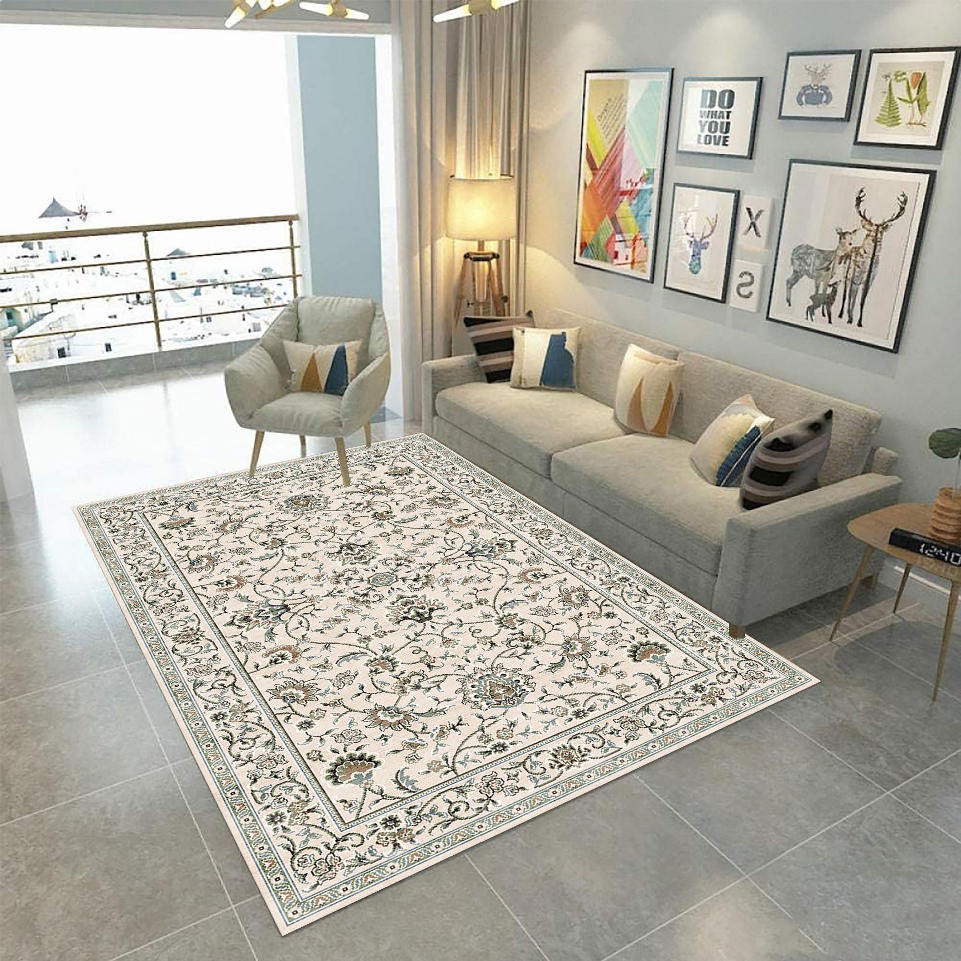 Modern and simple European-style waterproof carpet, crystal velvet high-definition printed absorbent carpet, living room and study floor mat details Picture