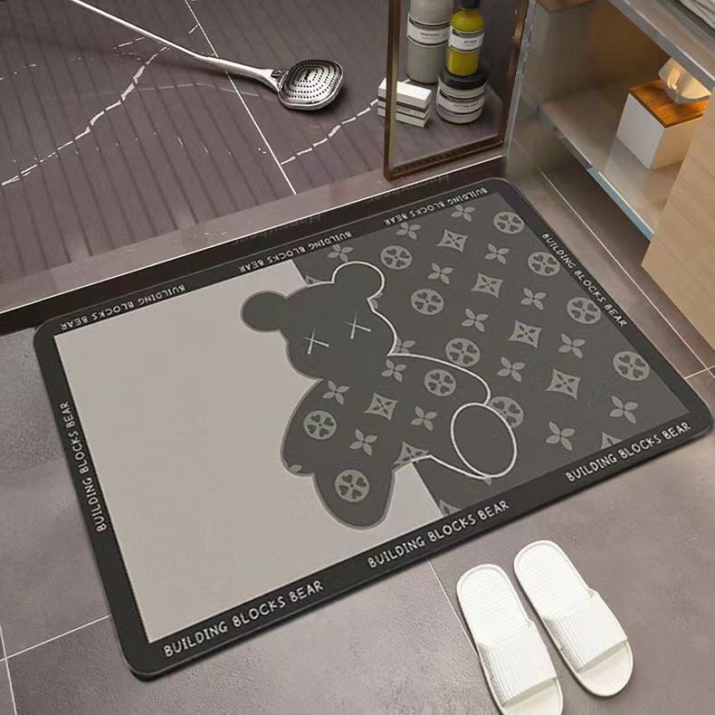 New crystal velvet Violent Bear floor mat, bathroom quick-drying, water-absorbing, anti-slip foot mat, household entrance floor mat Item Picture
