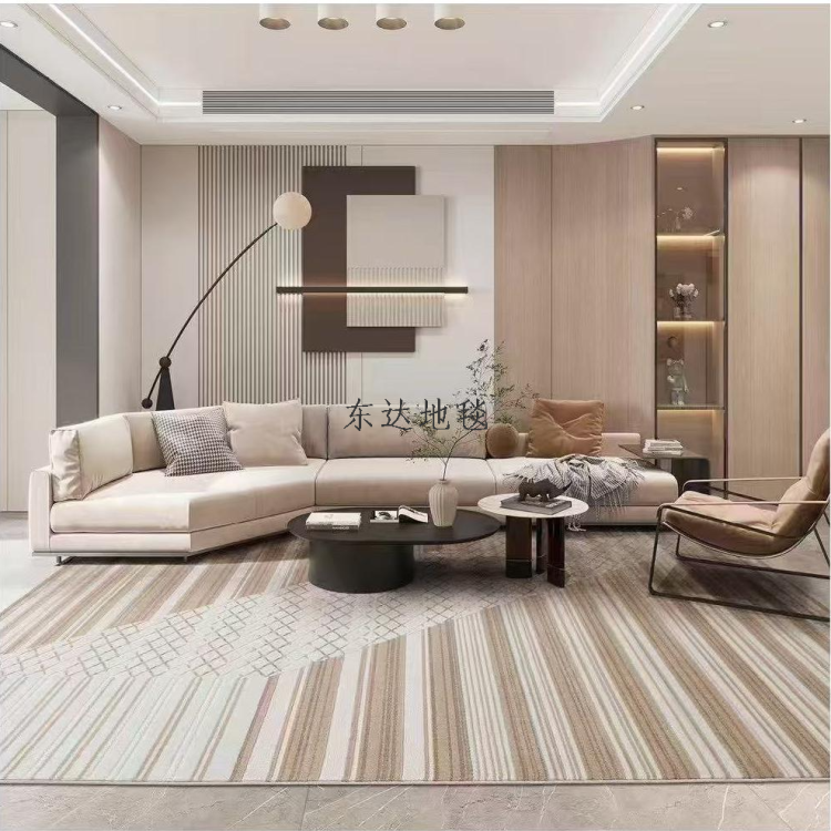 The Elegant series Wilton woven carpet features a simple line design and is a light luxury and simple carpet for the living room and bedroom details Picture