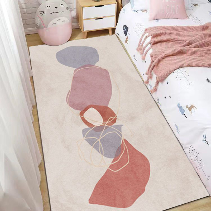 Morandi series home bedside carpet, bedroom anti-slip and cooling carpet, home strip-shaped easy-to-maintain crystal velvet carpet details Picture