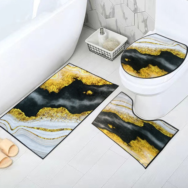 Modern and simple European-style carpet, gold diamond velvet absorbent carpet, anti-oil and anti-slip floor mat for living room, bedroom and kitchen