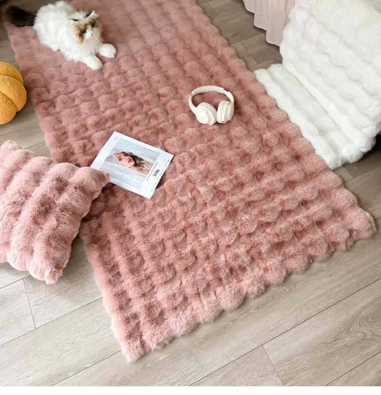 Rabbit-like plush cream-style plush carpet, bubble plush floor mat, bedroom bedside blanket, living room bay window mat, household blanket pic 14