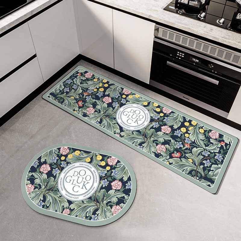 The 2023 new style of floral new Chinese-style kitchen diatom mud carpet floor mat is selling well on Doukuai. Wholesale from home carpet manufacturers Item Picture