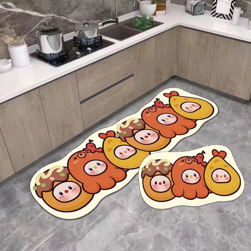 新款卡通加厚硅藻泥地垫吸水防油厨房家用长条脚垫入户门垫脚垫
