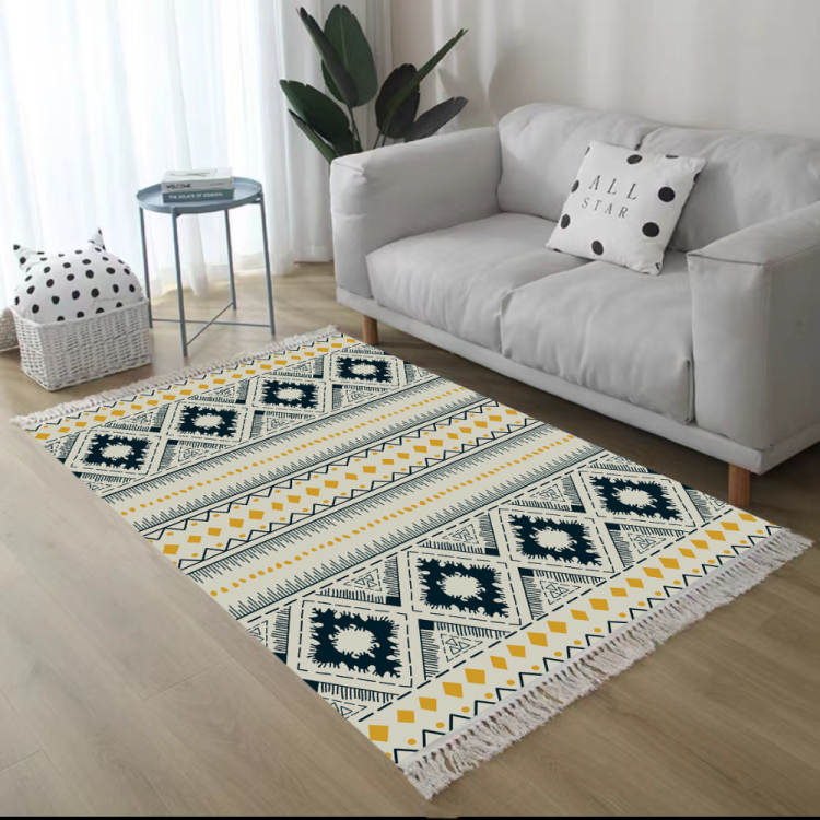 High-end light luxury fringed woven carpet for living room sofa floor mat absorbent carpet Item Picture