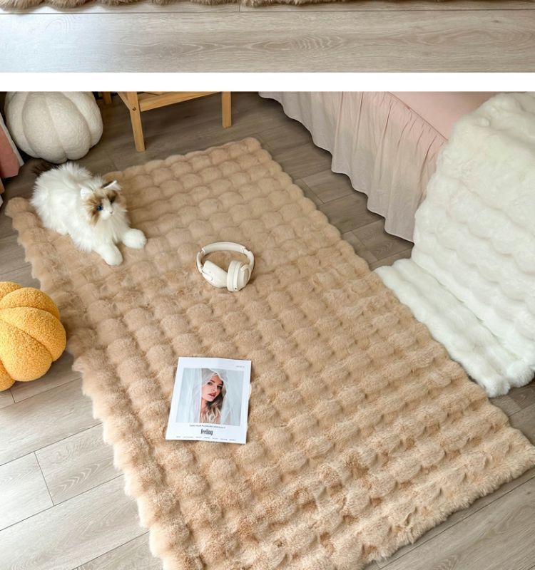 Rabbit-like plush cream-style plush carpet, bubble plush floor mat, bedroom bedside blanket, living room bay window mat, household blanket pic 9