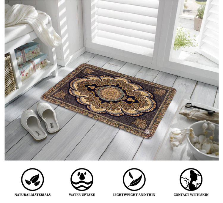 High-end light luxury European-style crystal velvet printed carpet, living room, bedroom, study, makeup table, floor mat, water-absorbing and anti-slip carpet pic 2