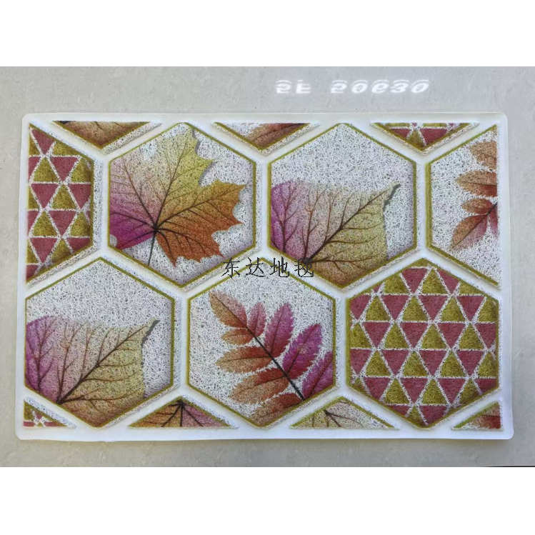3D stereoscopic silk ring dust removal entrance hall floor mat, plant geometric brushed floor mat, bathroom PVC grid foot mat Specification image