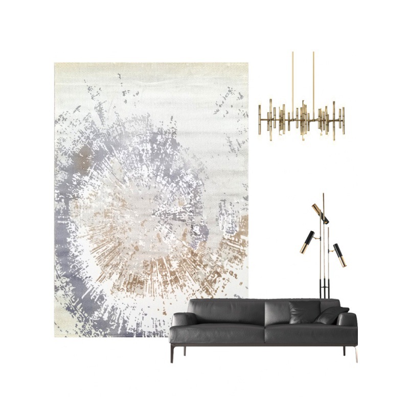 2025 New grey light luxury American-style living room coffee table carpet, European-style simple bedroom bed carpet, post-modern villa Application Scenario