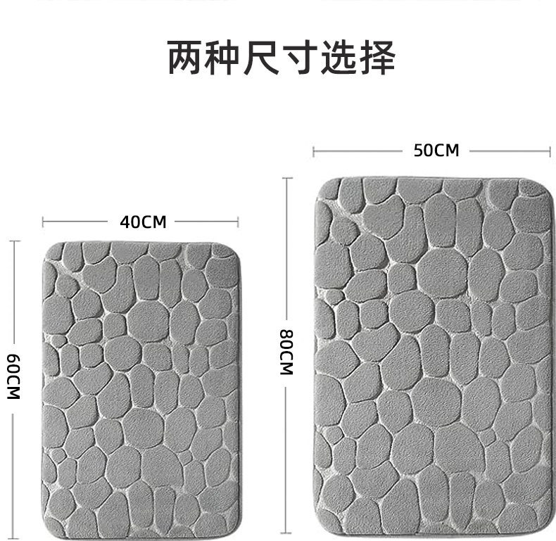 Oval stone pattern floor mat, flannel memory foam, bathroom, water-absorbing door mat, anti-slip mat, carpet pic 4