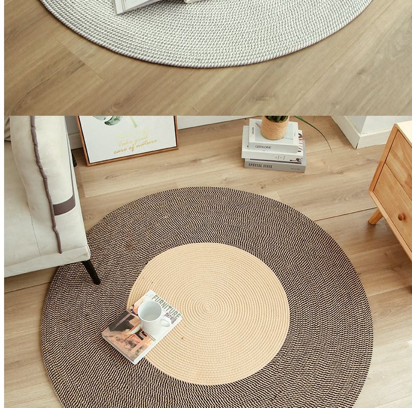 北欧黄麻编制流苏地垫阳台棉麻抓周地毯民宿地铺茶几圆形卧室日式详情6