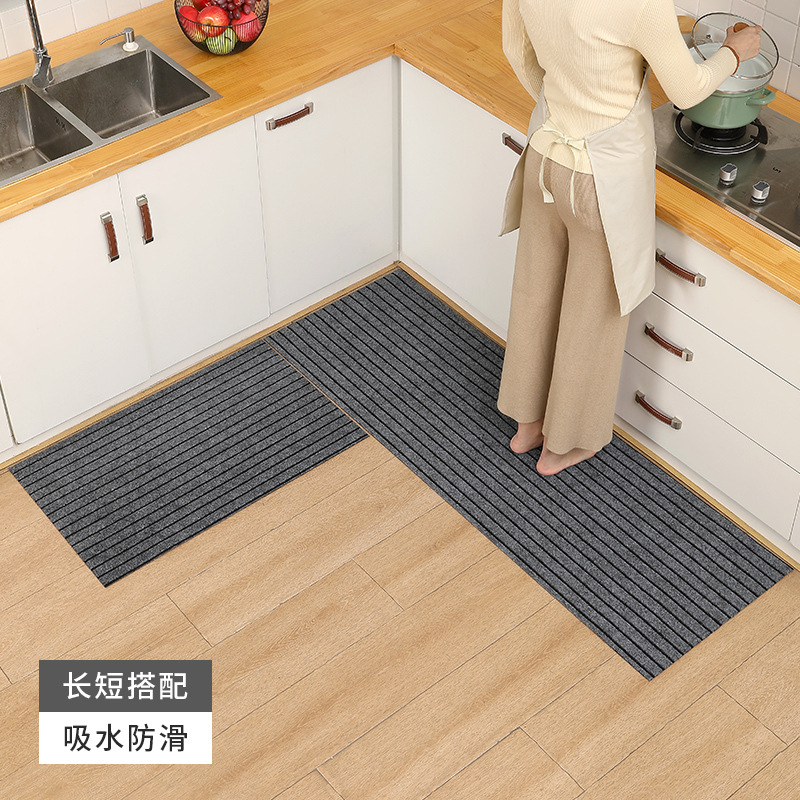 Seven-striped kitchen anti-slip, oil-absorbing and water-absorbing carpet, household entrance door mat, door, bedroom and balcony long foot mat custom-made Item Picture