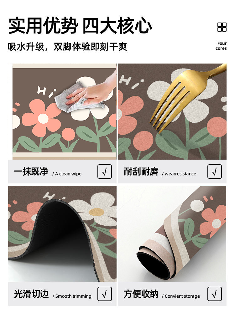 Diatom mud soft floor MATS, bathroom door foot MATS, water-absorbing and anti-slip toilet small carpets, good household items Application Scenario