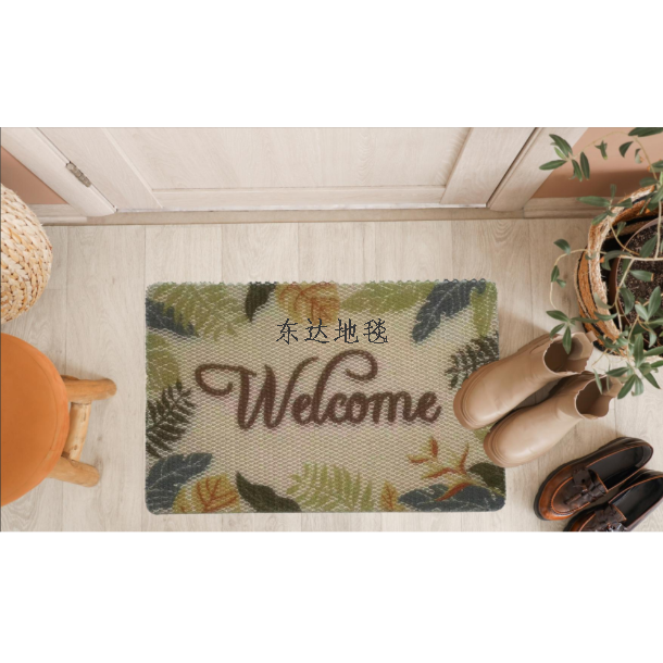 Fresh and clean silk loop printed carpet for the entrance door foyer, American-style entrance floor mat, anti-slip foot mat for the bathroom and toilet details Picture