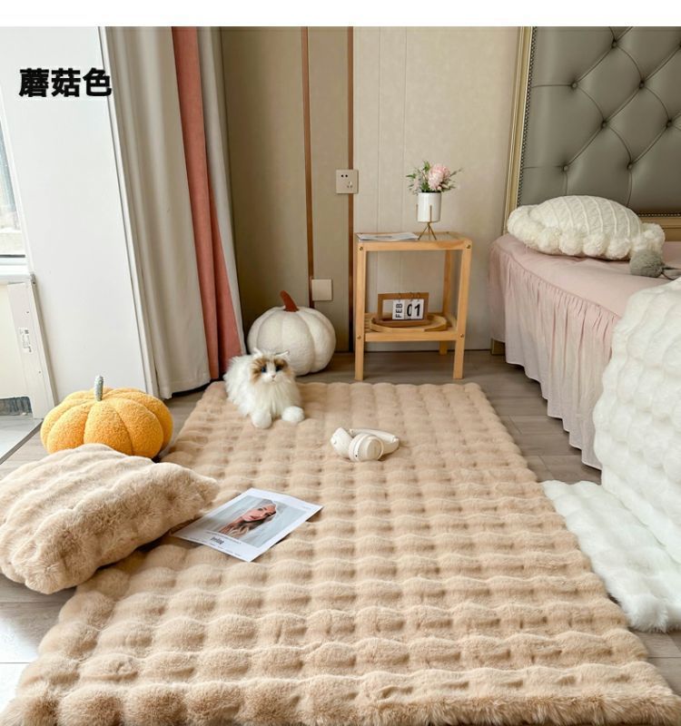 Rabbit-like plush cream-style plush carpet, bubble plush floor mat, bedroom bedside blanket, living room bay window mat, household blanket pic 8