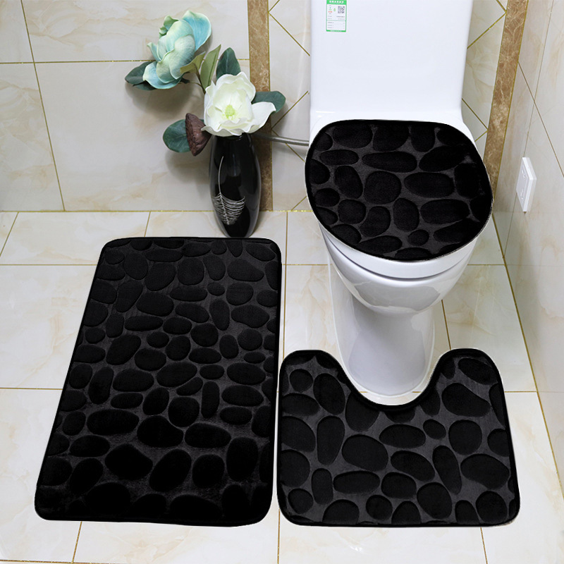 Batch customized color European-style toilet embossed anti-slip solid color carpet memory water-absorbing anti-slip floor mat Item Picture