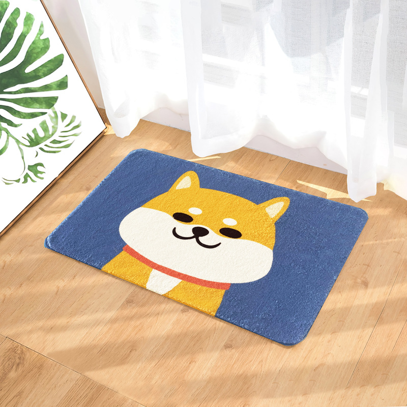 Cartoon cashmere printed carpet, water-absorbing and anti-slip floor mat, home living room, room, bathroom door carpet Specification image