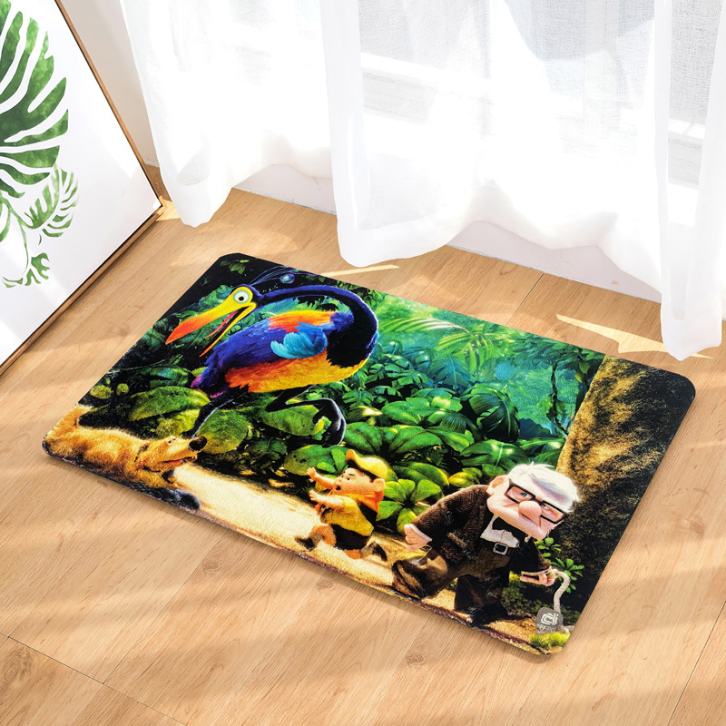 Cartoon cashmere printed carpet, water-absorbing and anti-slip floor mat, home living room, room, bathroom door carpet Item Picture