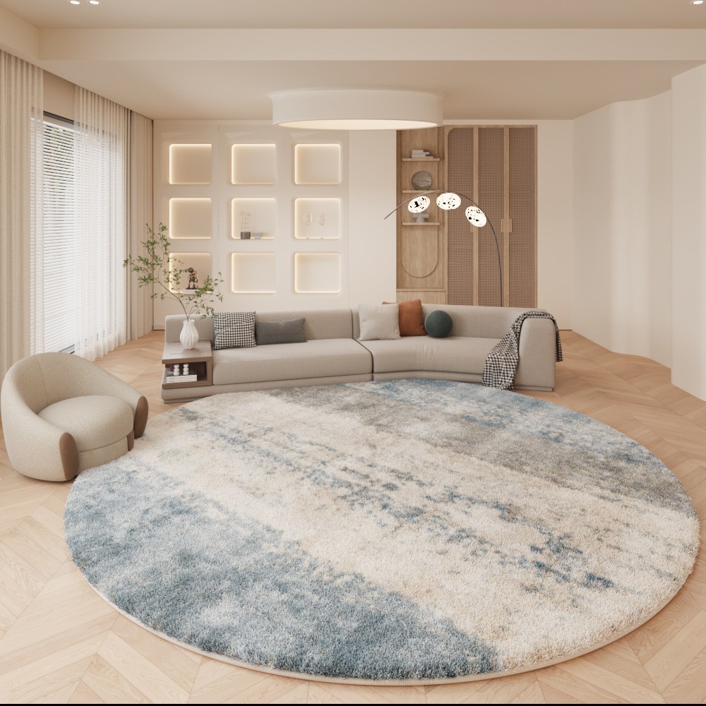 Modern and simple round carpet, ins style creative bedside blanket for living room and bedroom, round home desk and swivel chair floor mat Specification image