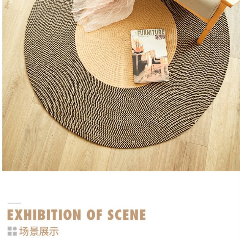 北欧黄麻编制流苏地垫阳台棉麻抓周地毯民宿地铺茶几圆形卧室日式详情11