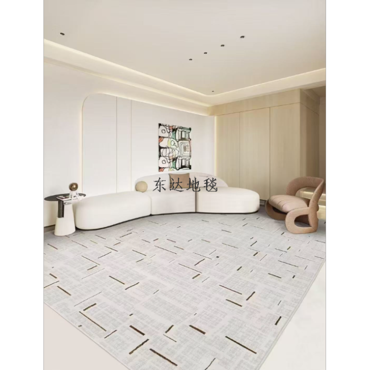 The gilded series of simple line woven carpets are suitable for luxurious, high-end, classic and modern styles in living rooms and bedrooms details Picture