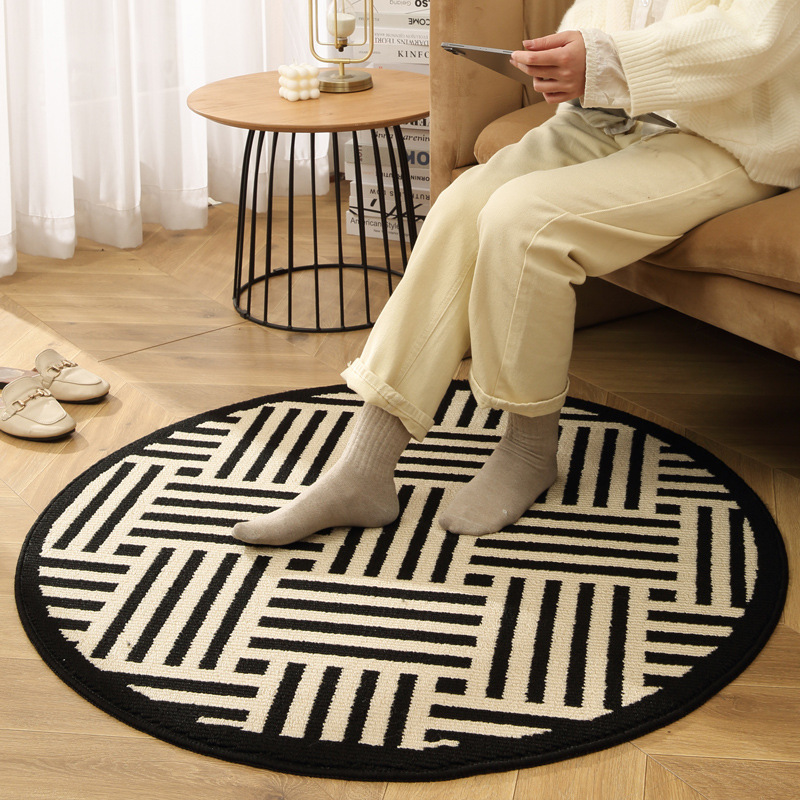Thickened round carpet, home coffee table mat, bedroom bedside anti-slip foot mat, study swivel chair, hanging basket, computer chair floor mat Item Picture