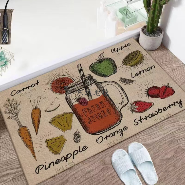 Linen floor MATS, kitchen entrance door MATS, household bathroom floor MATS, anti-slip, water-absorbing, foyer, wear-resistant, new style, fresh and clean