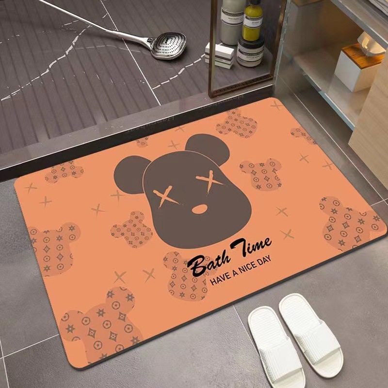 New crystal velvet Violent Bear floor mat, bathroom quick-drying, water-absorbing, anti-slip foot mat, household entrance floor mat Specification image