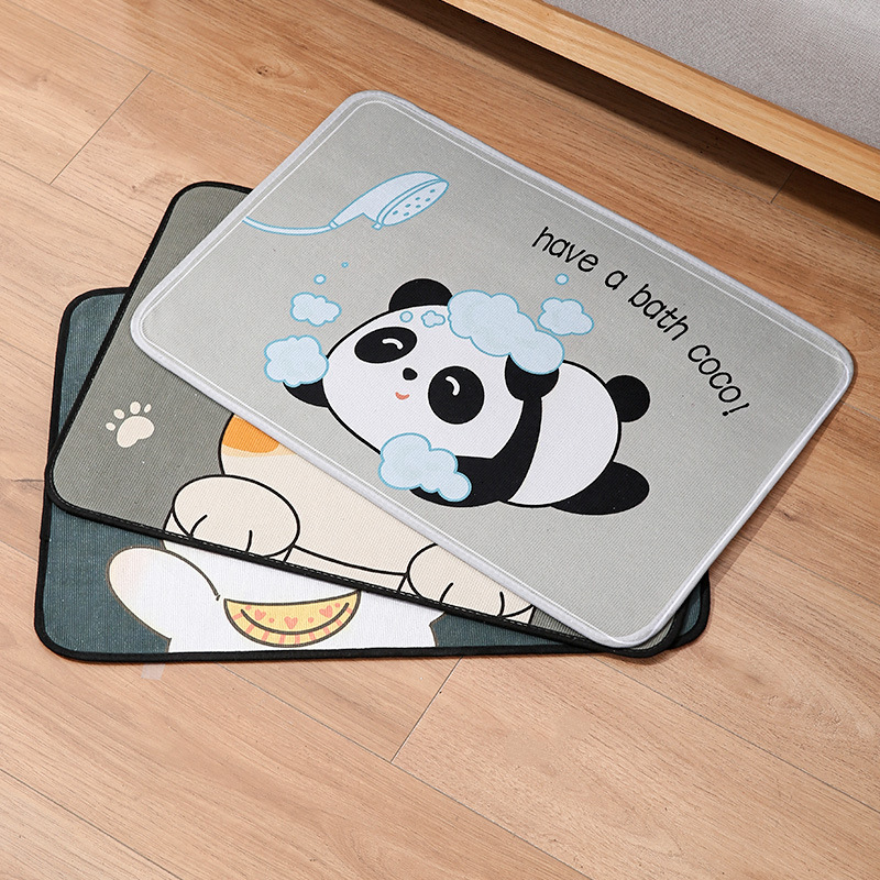 Flannel floor mat, anti-slip carpet for the door, rectangular cartoon animal floor mat for the kitchen and bathroom details Picture