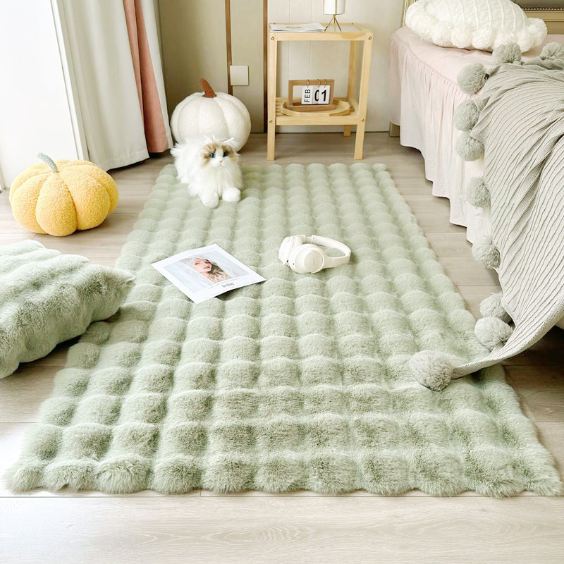Rabbit-like plush cream-style plush carpet, bubble plush floor mat, bedroom bedside blanket, living room bay window mat, household blanket Application Scenario