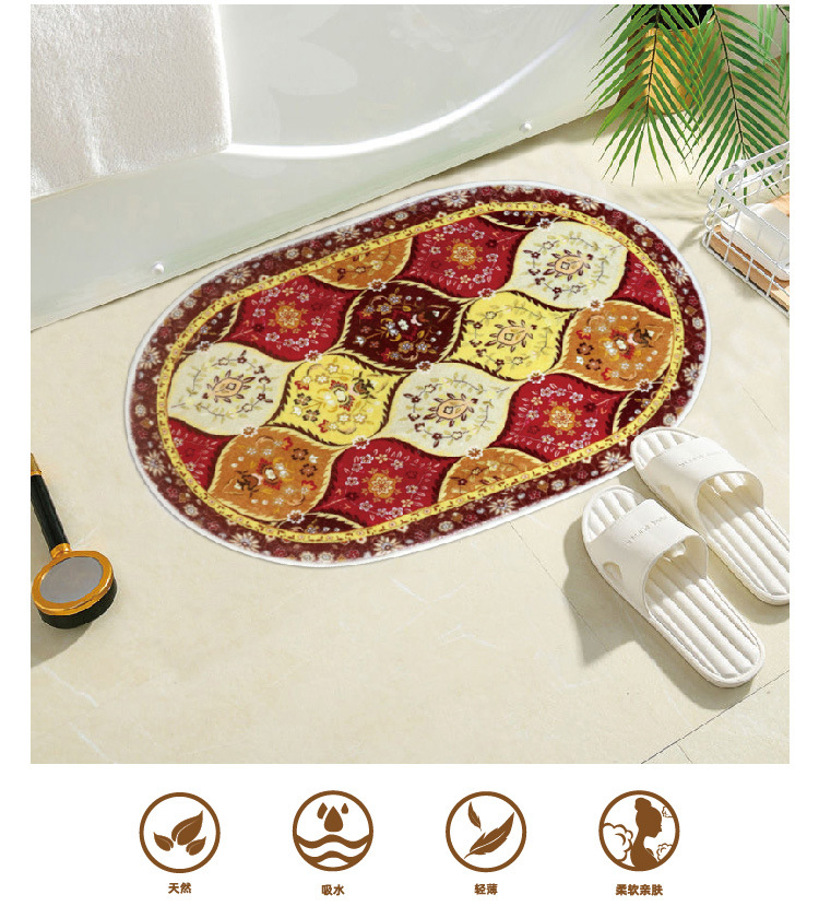 High-end light luxury faux cashmere bathroom floor mat, water-absorbing and anti-slip carpet, room door, living room and study door floor mat, anti-slip mat pic 2