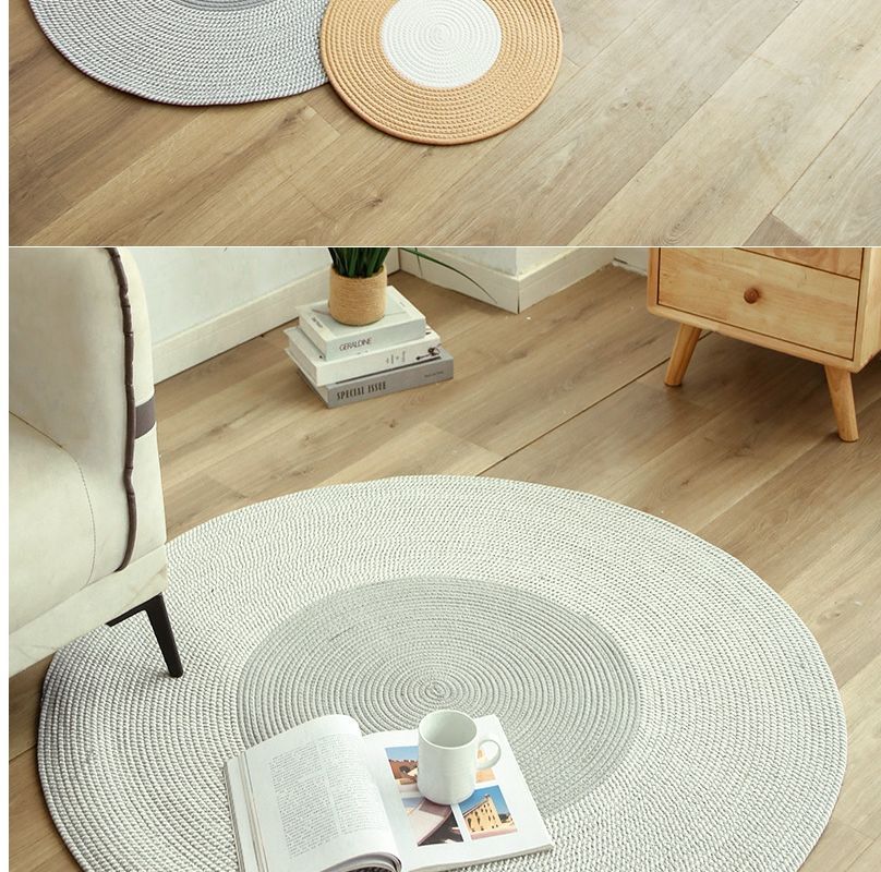北欧黄麻编制流苏地垫阳台棉麻抓周地毯民宿地铺茶几圆形卧室日式详情9