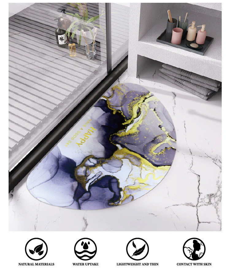 Diatom mud soft floor mat, quick-drying bathroom, water-absorbing and anti-slip mat at the bathroom door, small carpet for the washroom and toilet pic 3